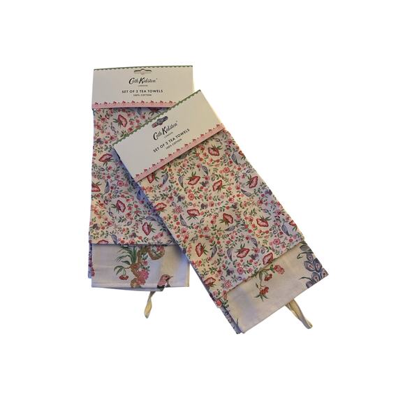 NEW 2 Sets CATH KIDSTON LONDON Spring Birds 2 pk Tea Towels - 4 Towels Total - Picture 2 of 6
